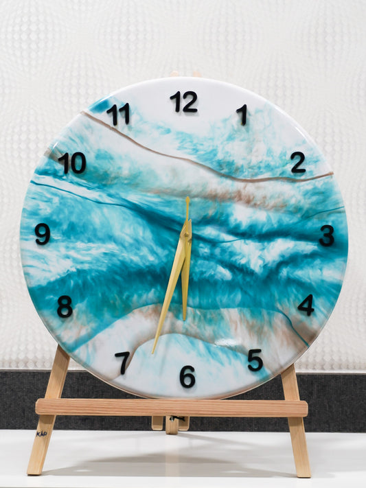 Resin Blue Marble Effect Wall Clock