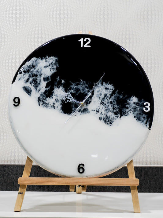 Resin White Waves Wall Clock