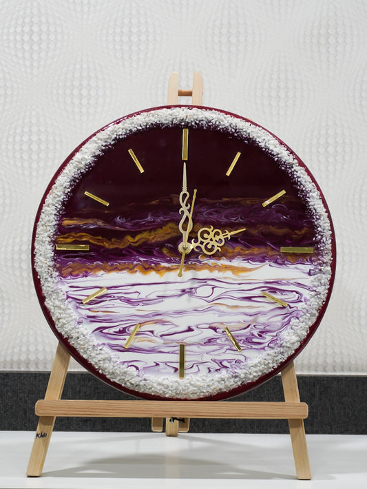 Luxurious Resin Magenta/White Abstract Wall Clock
